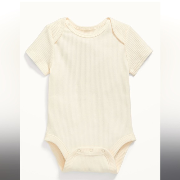 Old Navy - EUC 0-3mth, cream & green ribbed shirt onesies. - Picture 1 of 2